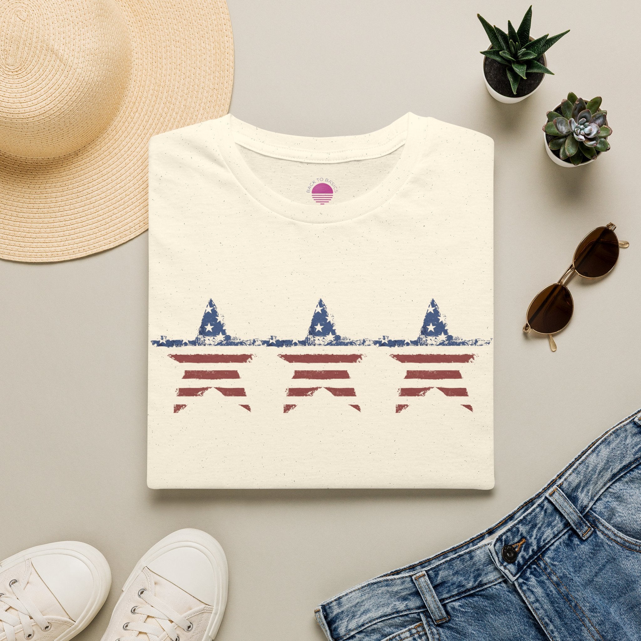 Patriotic Star Stripe T-Shirt featuring stars and stripes patriotic t-shirt design on a soft cotton fabric.