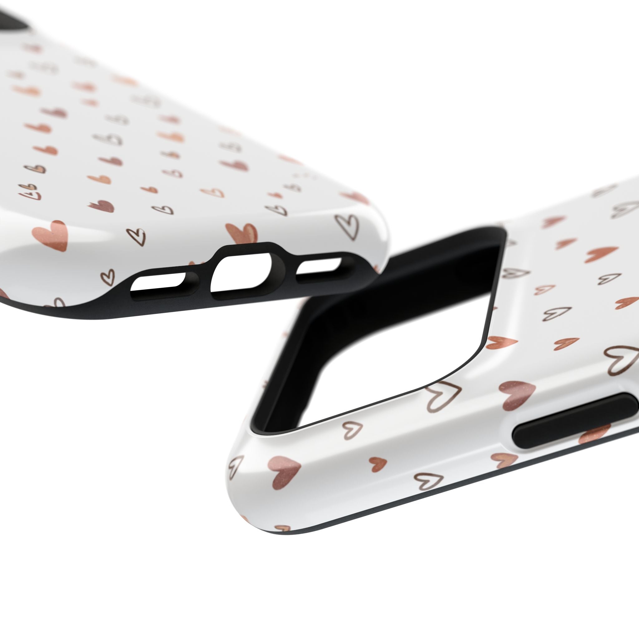 Heart Doodle Impact-Resistant Phone Case — Cute Neutral Tiny Hearts Design