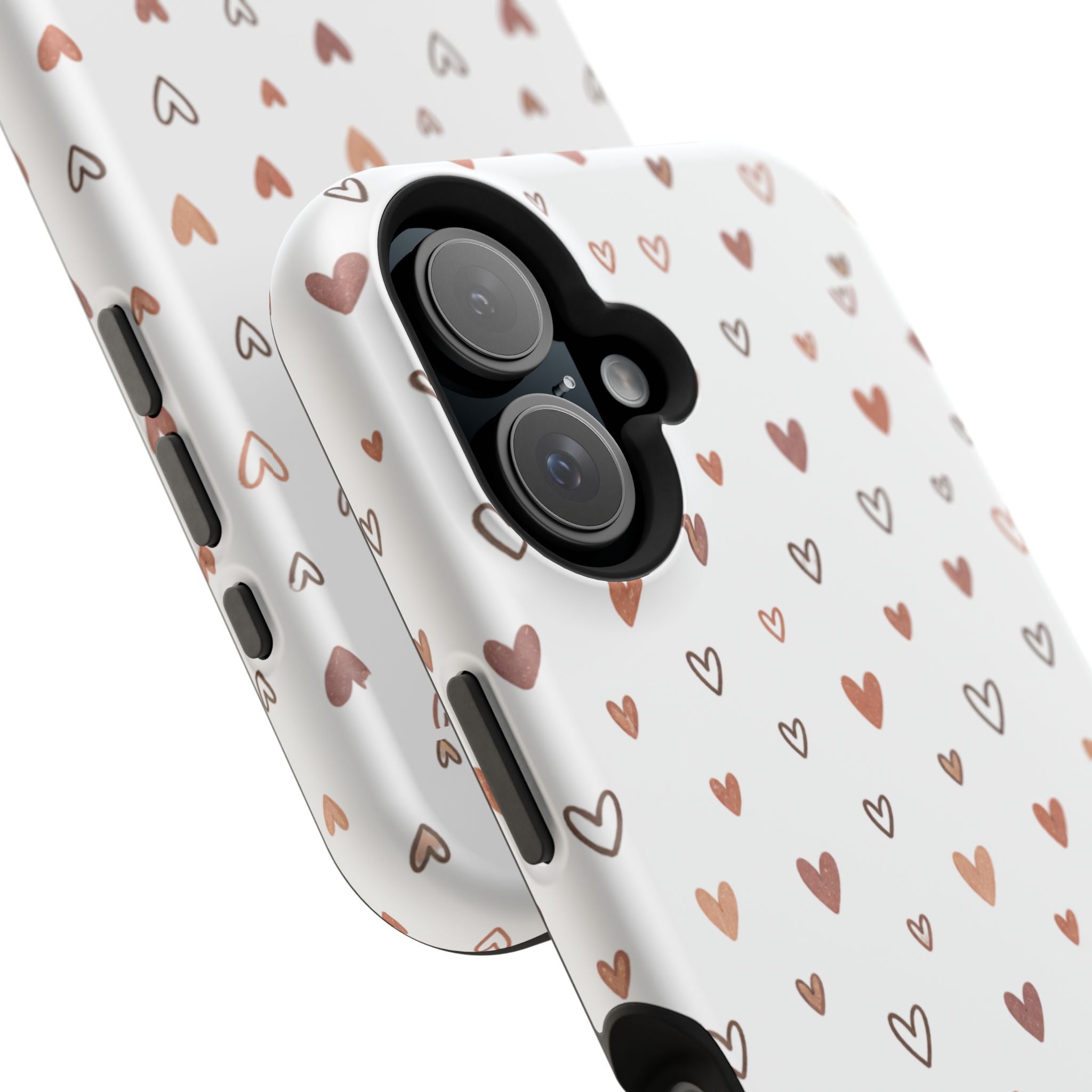 Heart Doodle Impact-Resistant Phone Case — Cute Neutral Tiny Hearts Design