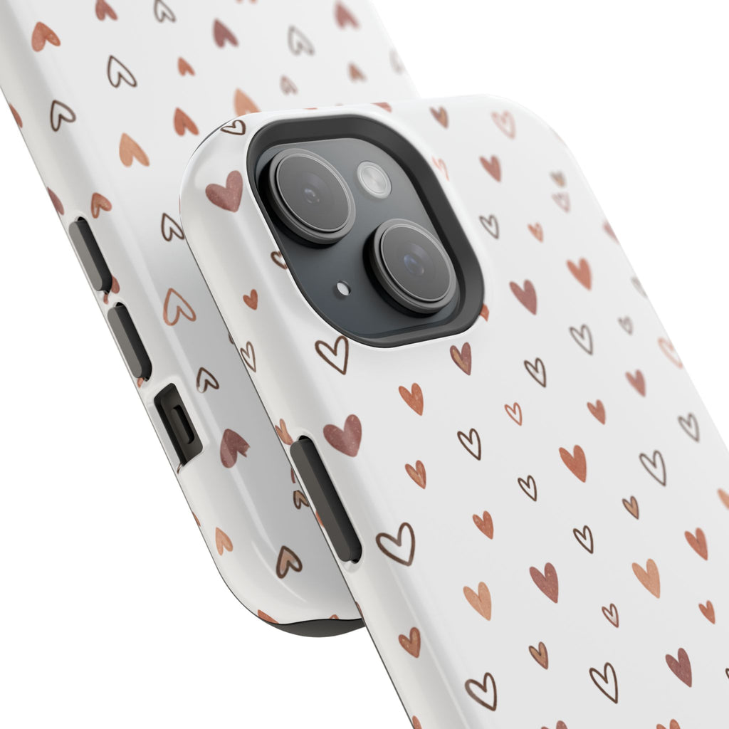 Heart Doodle Impact-Resistant Phone Case — Cute Neutral Tiny Hearts Design