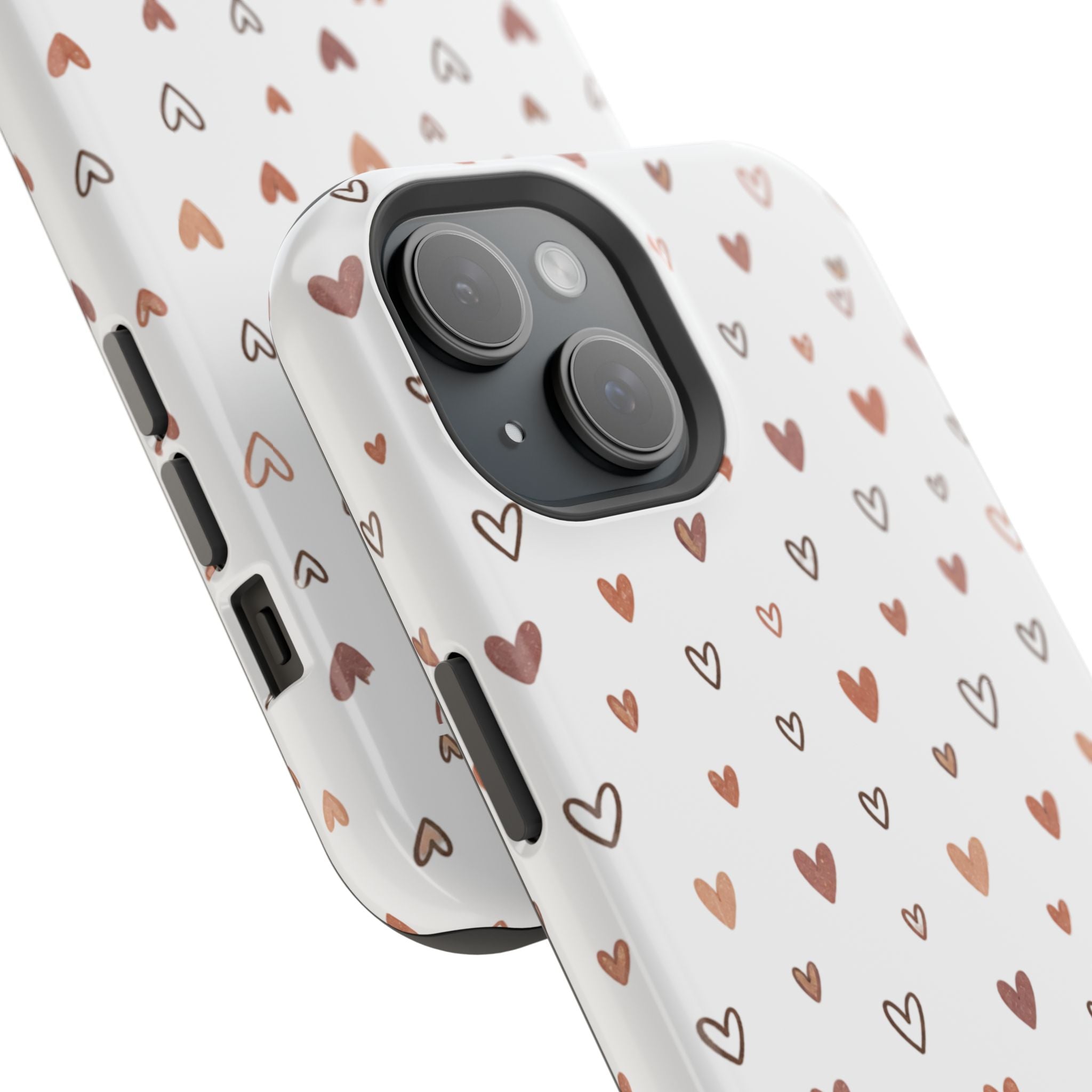 Heart Doodle Impact-Resistant Phone Case — Cute Neutral Tiny Hearts Design