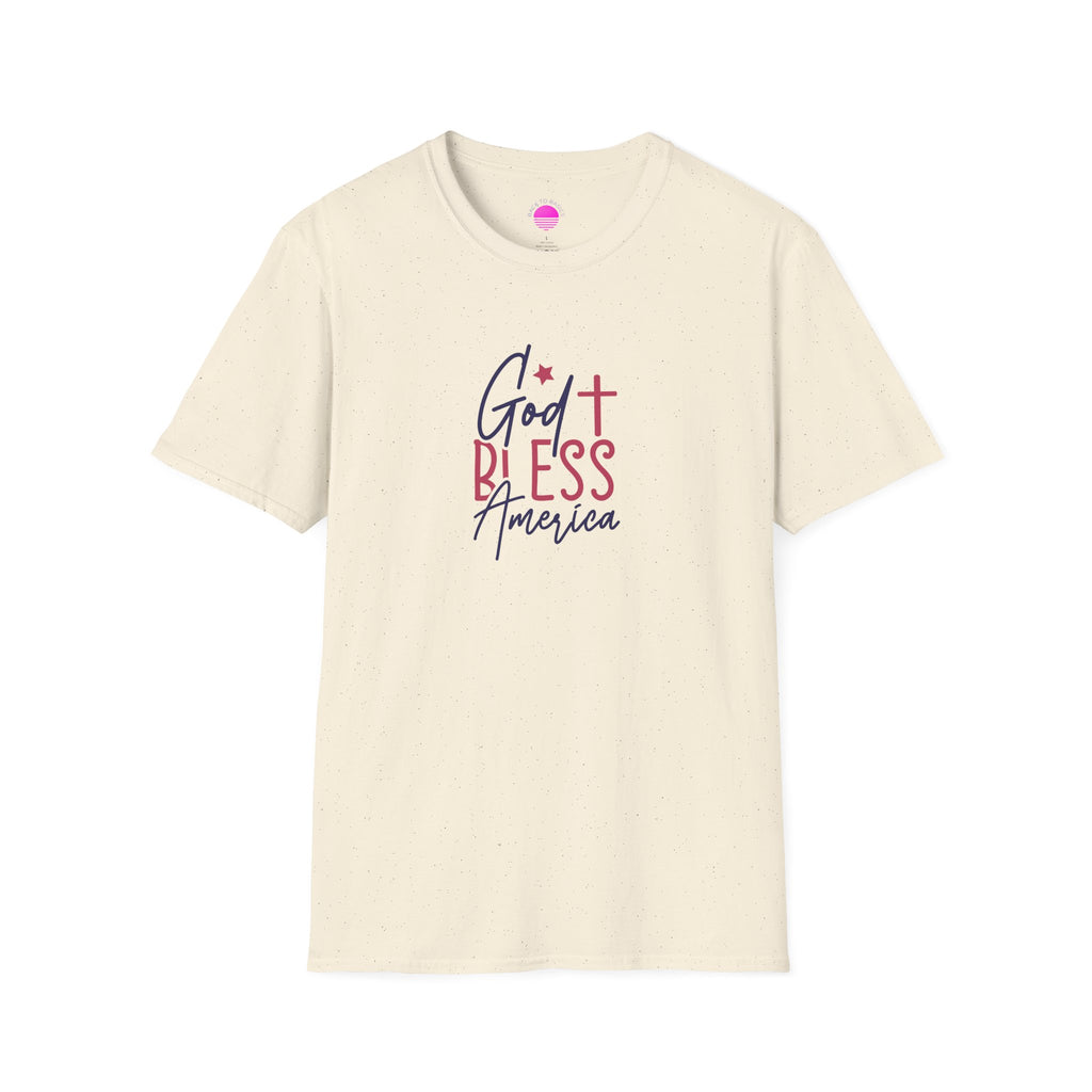 God Bless America Patriotic Christian T-Shirt with Cross