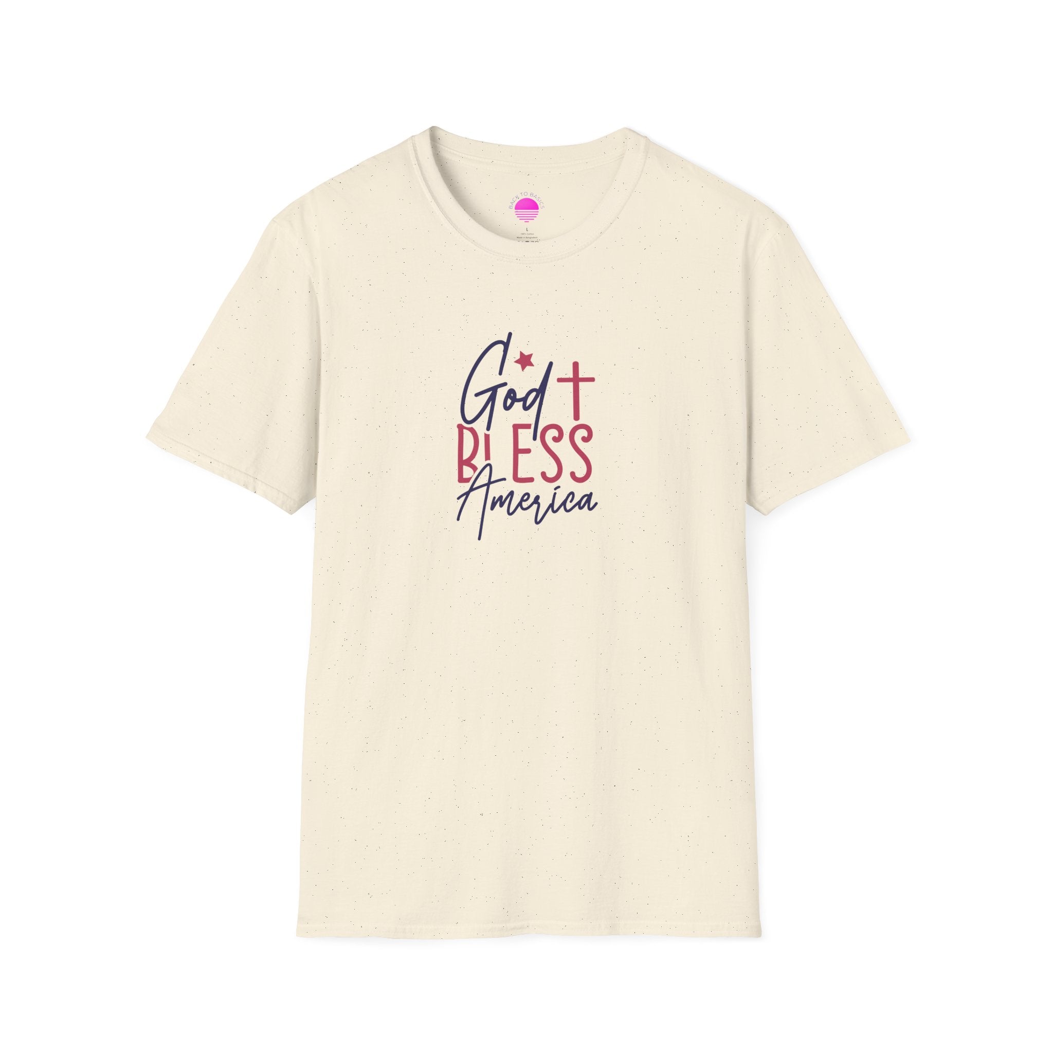 God Bless America Patriotic Christian T-Shirt with Cross