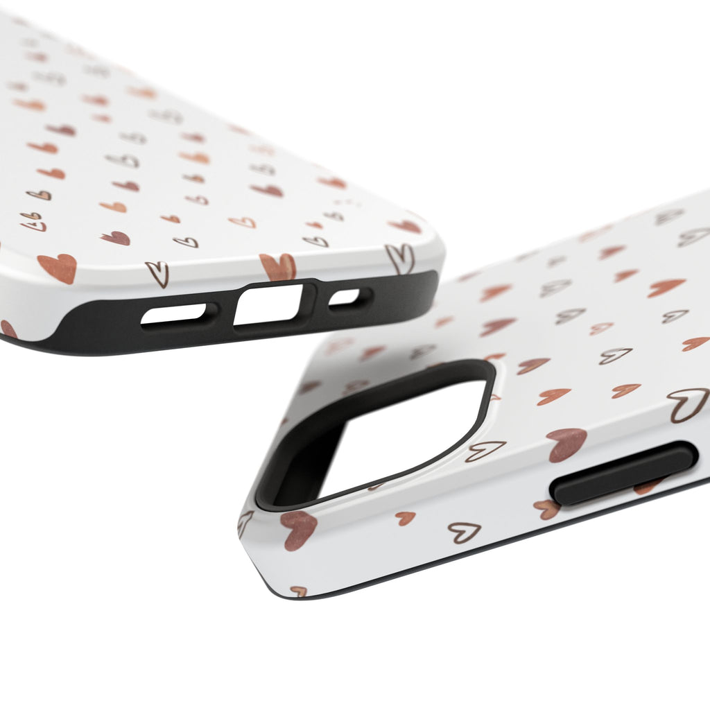 Heart Doodle Impact-Resistant Phone Case — Cute Neutral Tiny Hearts Design