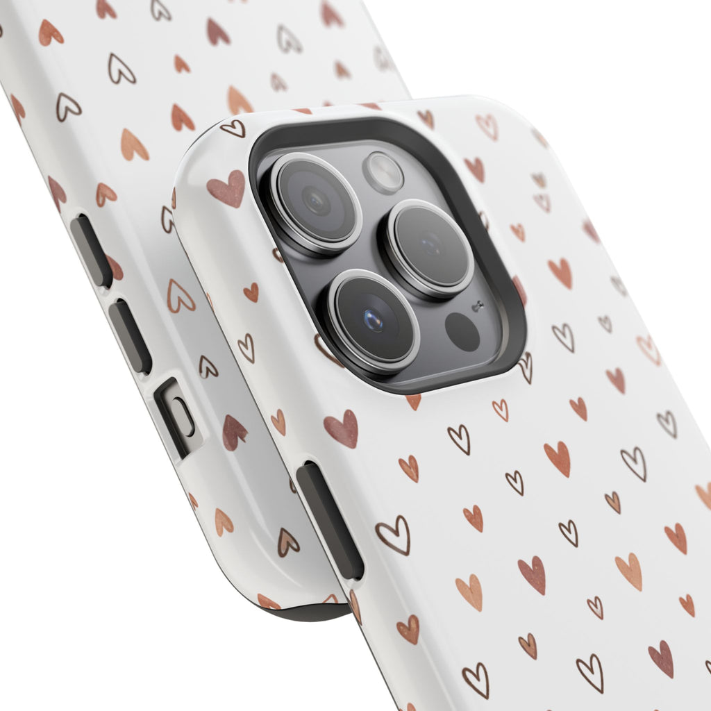 Heart Doodle Impact-Resistant Phone Case — Cute Neutral Tiny Hearts Design