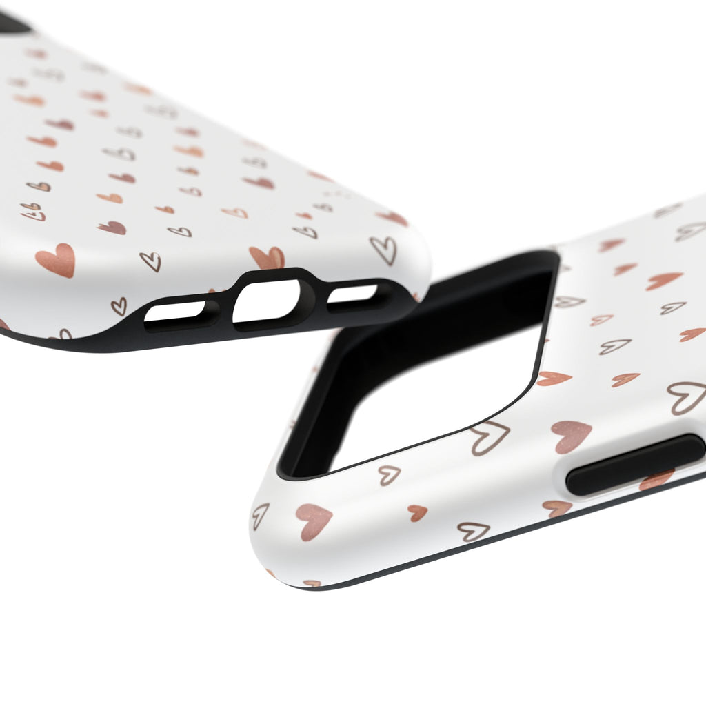 Heart Doodle Impact-Resistant Phone Case — Cute Neutral Tiny Hearts Design
