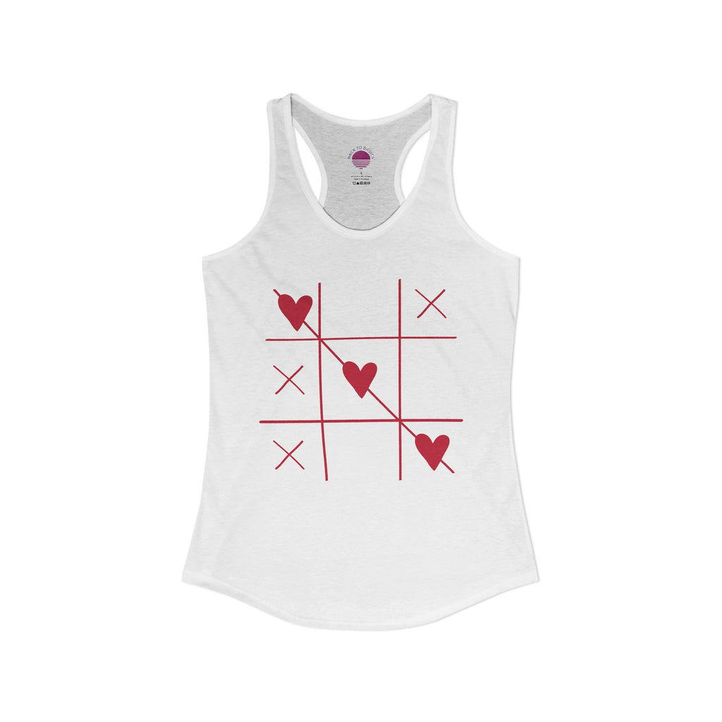 Heart Tic Tac Toe Women’s Racerback Tank — Cute Valentine’s Game Tee