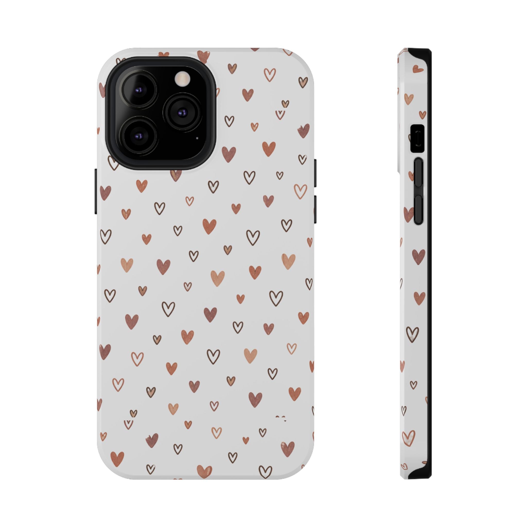 Heart Doodle Impact-Resistant Phone Case — Cute Neutral Tiny Hearts Design