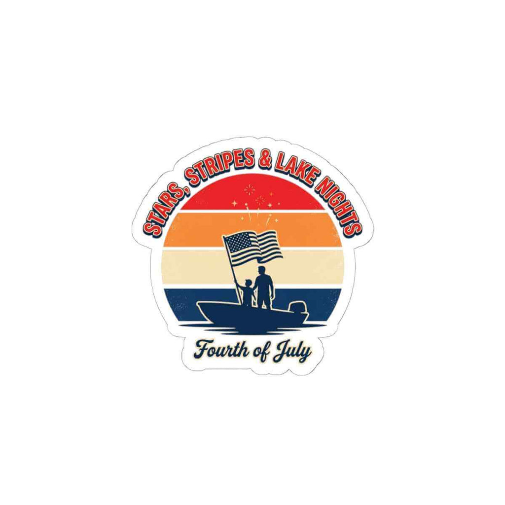 Stars & Stripes Lake Nights Sticker | 4th of July, vintage Americana