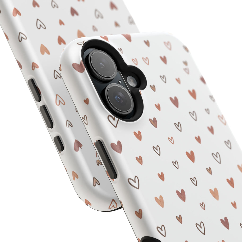 Heart Doodle Impact-Resistant Phone Case — Cute Neutral Tiny Hearts Design