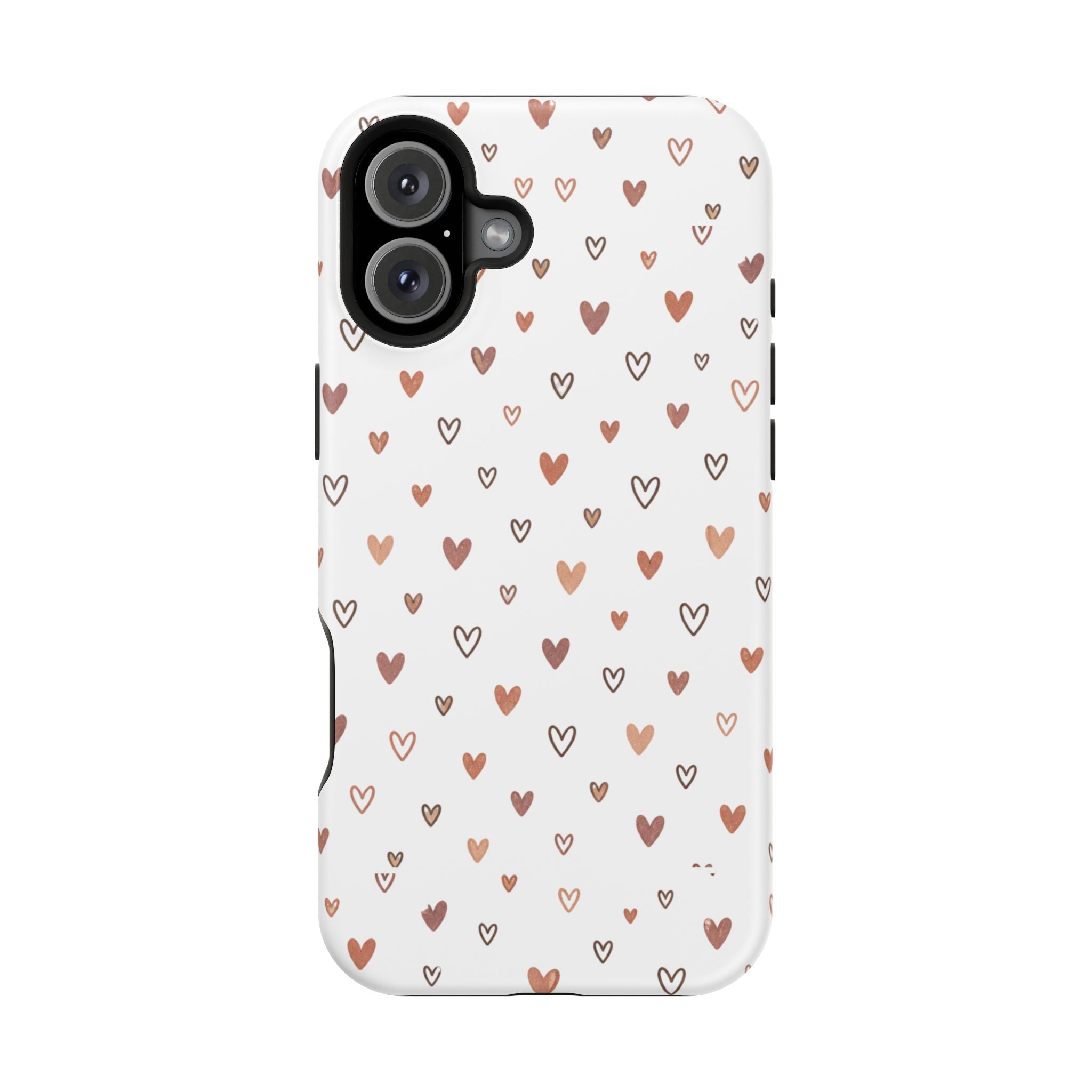 Heart Doodle Impact-Resistant Phone Case — Cute Neutral Tiny Hearts Design