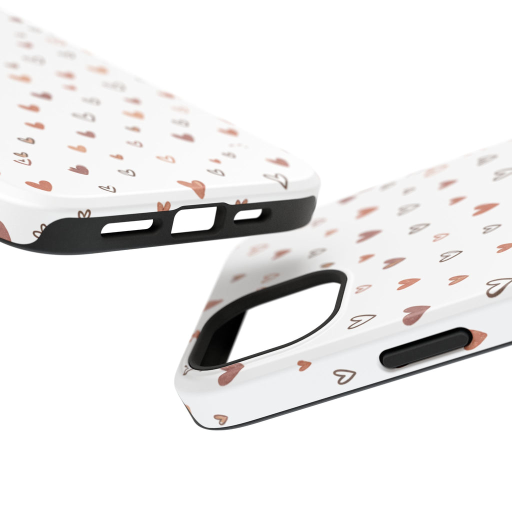 Heart Doodle Impact-Resistant Phone Case — Cute Neutral Tiny Hearts Design
