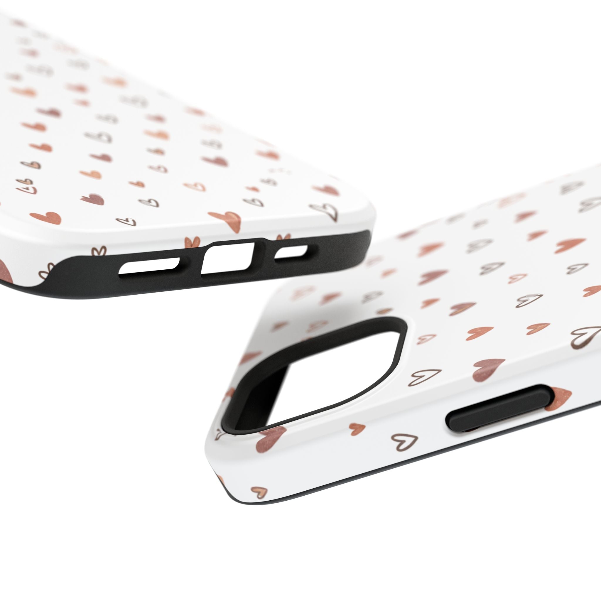 Heart Doodle Impact-Resistant Phone Case — Cute Neutral Tiny Hearts Design