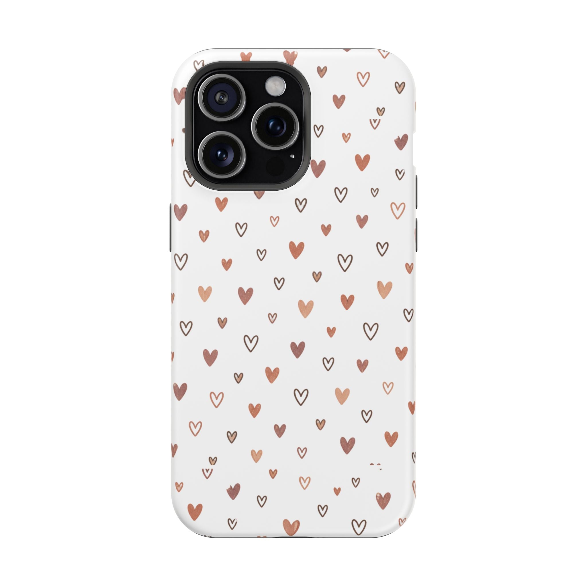 Heart Doodle Impact-Resistant Phone Case — Cute Neutral Tiny Hearts Design