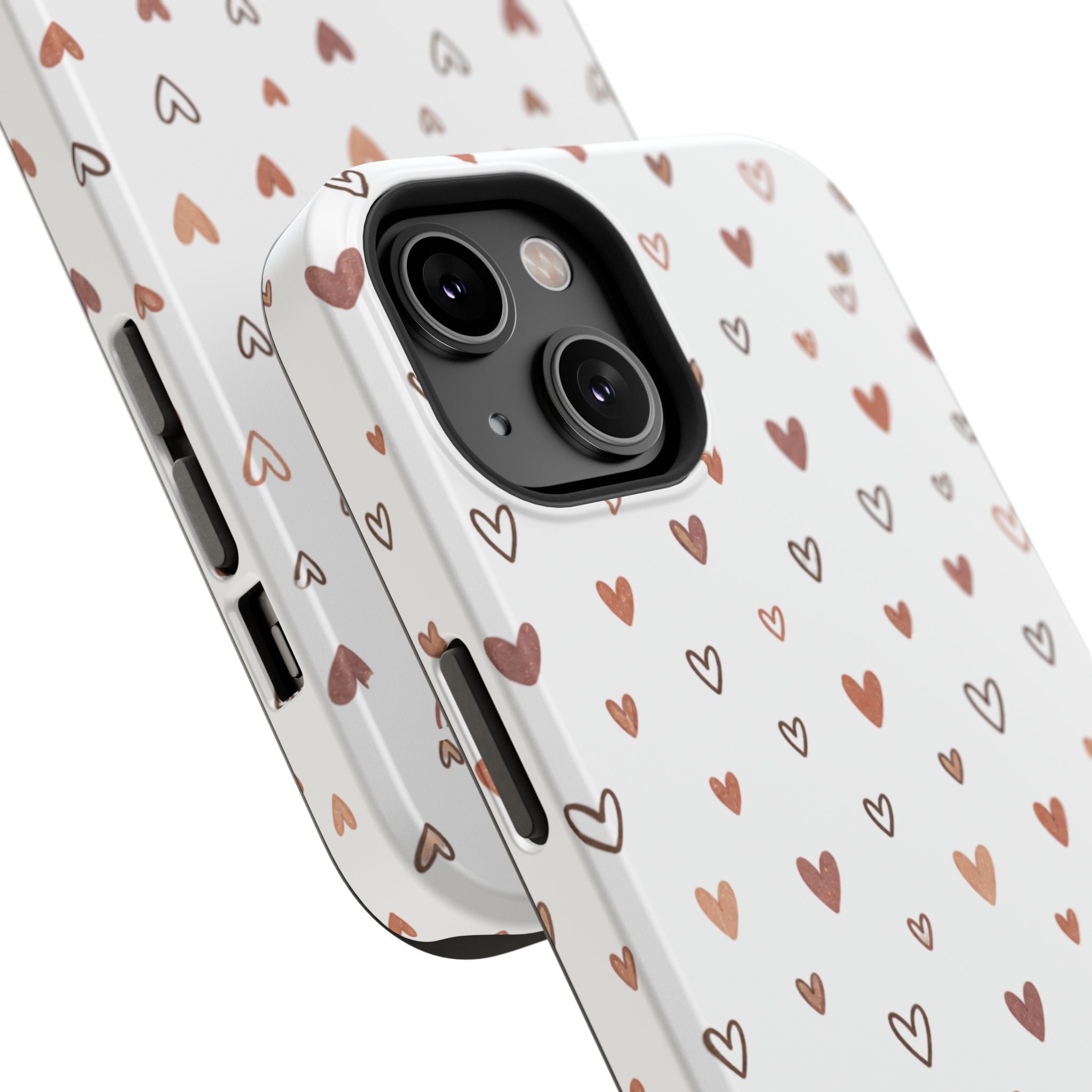 Heart Doodle Impact-Resistant Phone Case — Cute Neutral Tiny Hearts Design