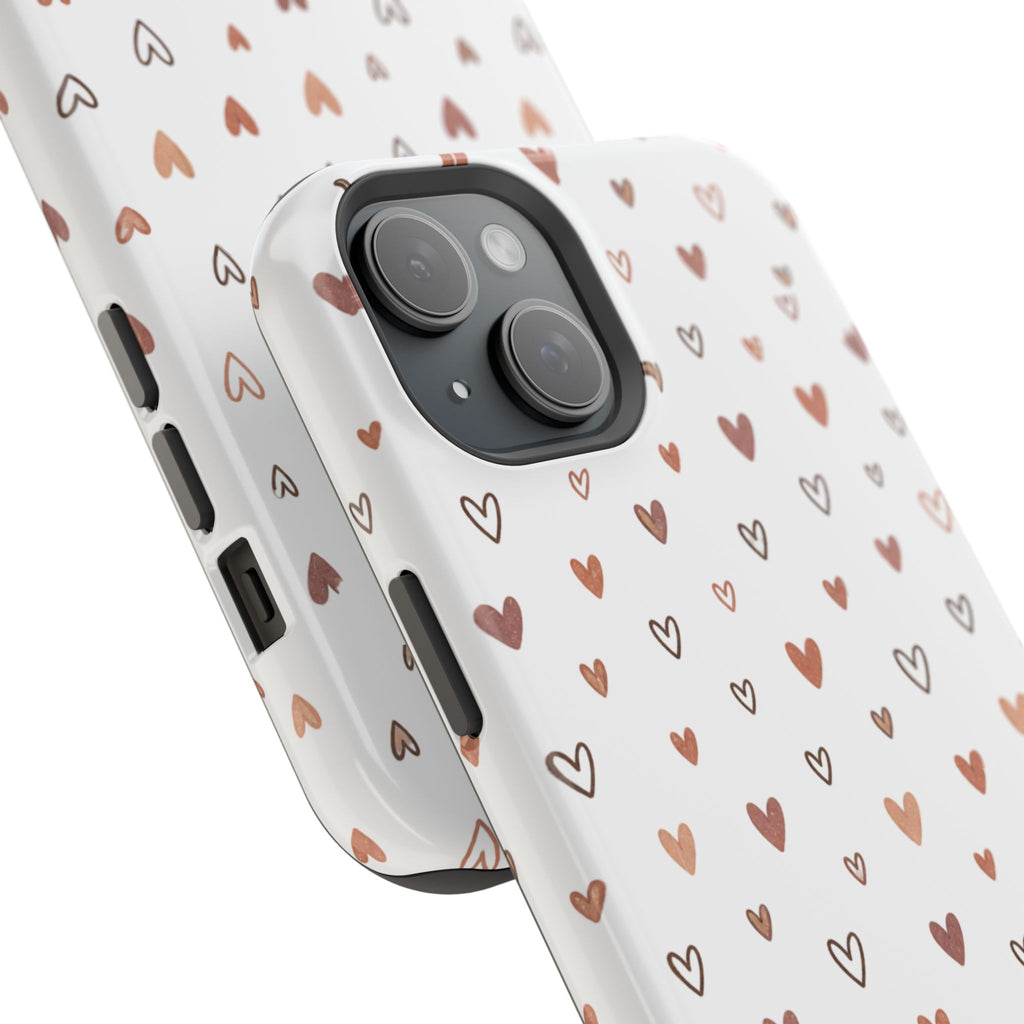 Heart Doodle Impact-Resistant Phone Case — Cute Neutral Tiny Hearts Design