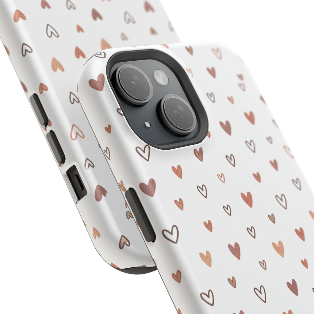 Heart Doodle Impact-Resistant Phone Case — Cute Neutral Tiny Hearts Design