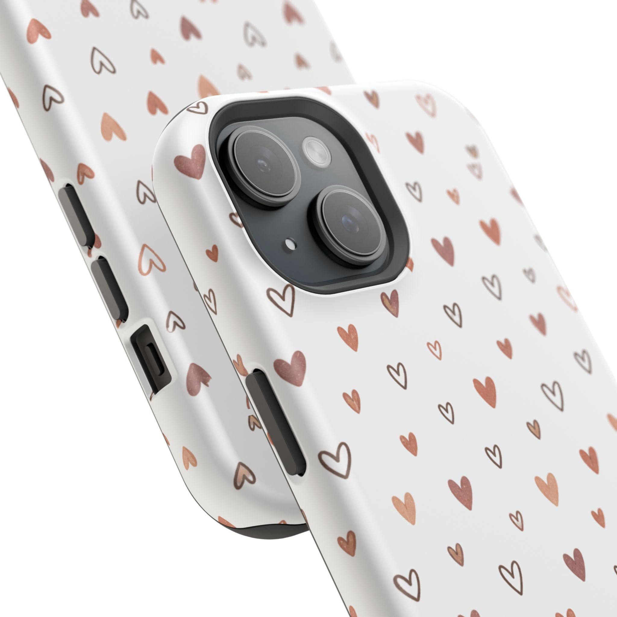 Heart Doodle Impact-Resistant Phone Case — Cute Neutral Tiny Hearts Design