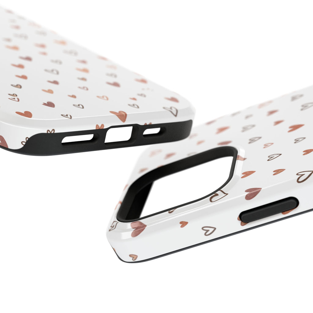 Heart Doodle Impact-Resistant Phone Case — Cute Neutral Tiny Hearts Design
