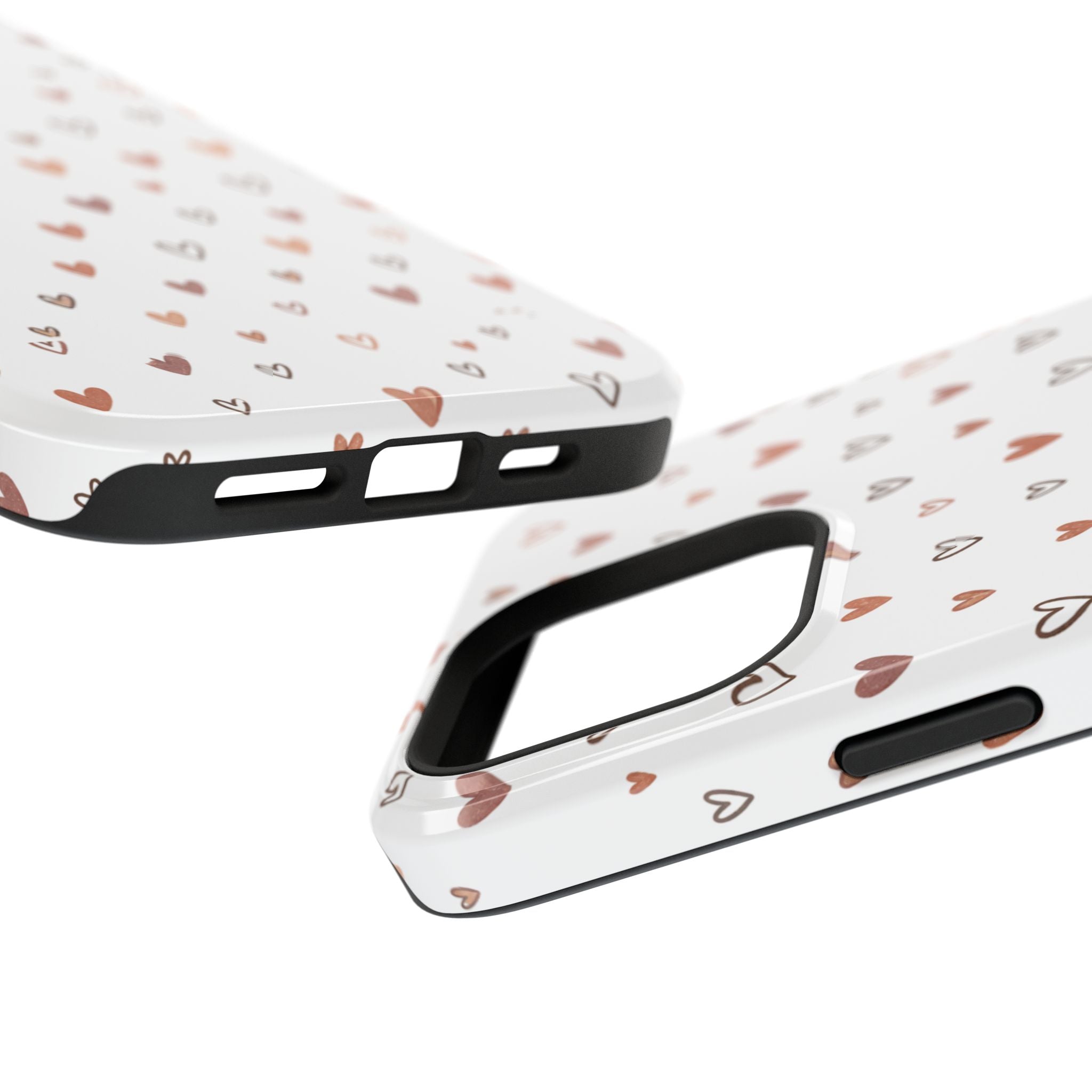 Heart Doodle Impact-Resistant Phone Case — Cute Neutral Tiny Hearts Design