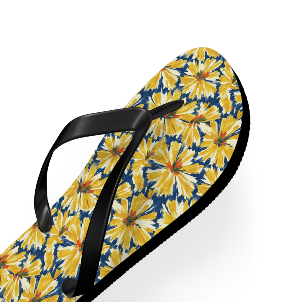 Yellow Daisy Flip Flops – Floral Beach Sandals Printify