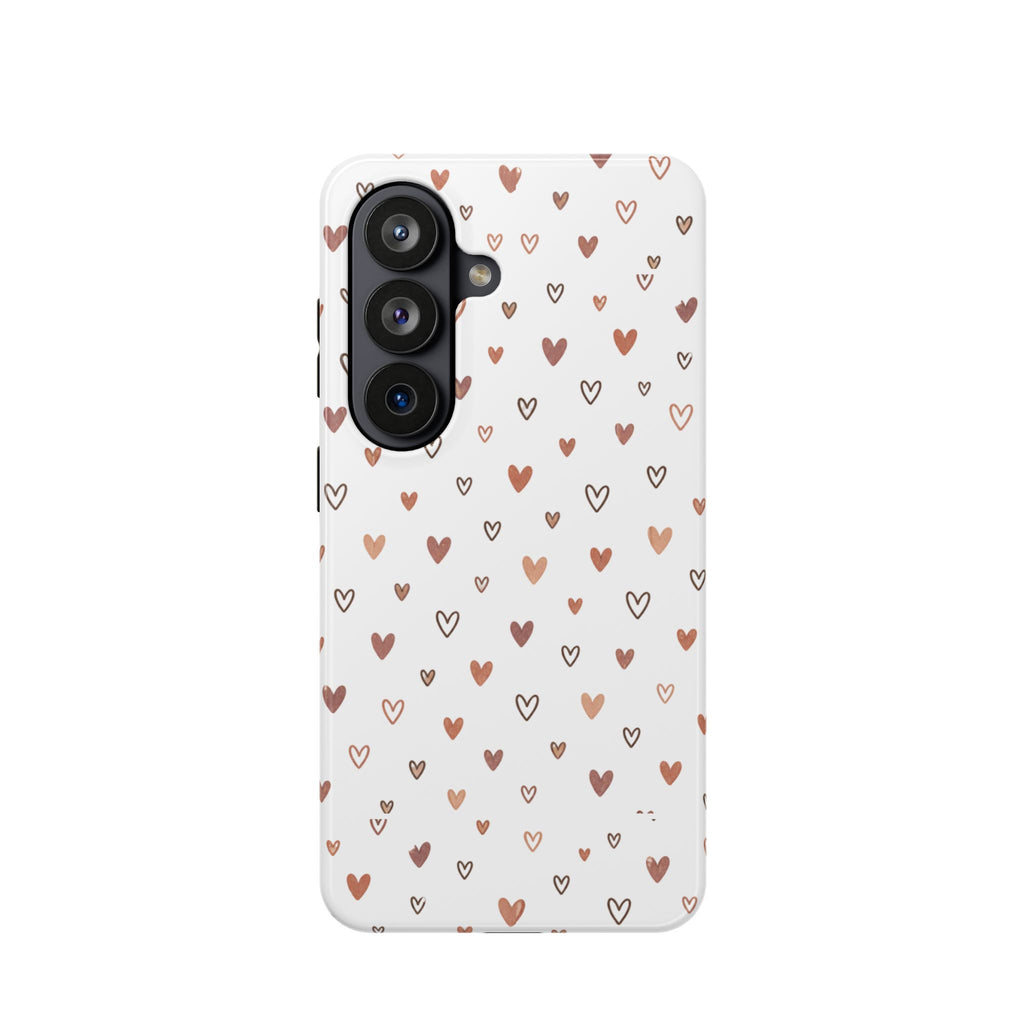 Heart Doodle Impact-Resistant Phone Case — Cute Neutral Tiny Hearts Design