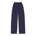 navy heart print kids lounge pants featuring a scattered heart motif on a cozy fabric surface.
