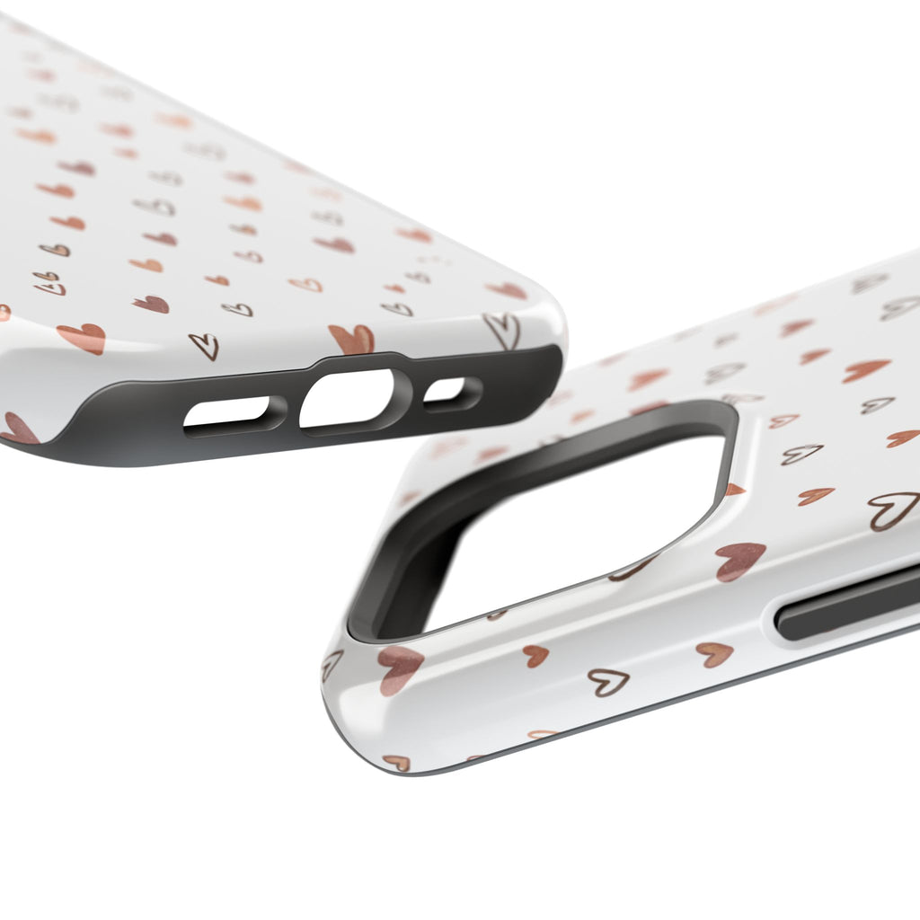 Heart Doodle Impact-Resistant Phone Case — Cute Neutral Tiny Hearts Design