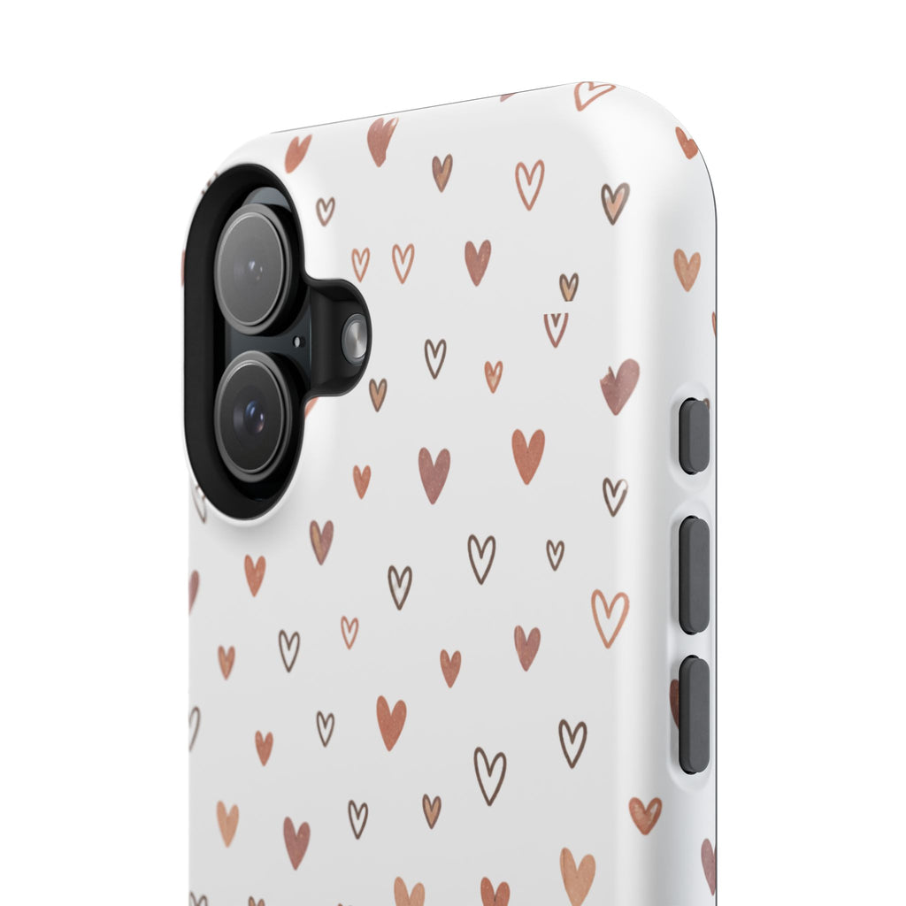 Heart Doodle Impact-Resistant Phone Case — Cute Neutral Tiny Hearts Design