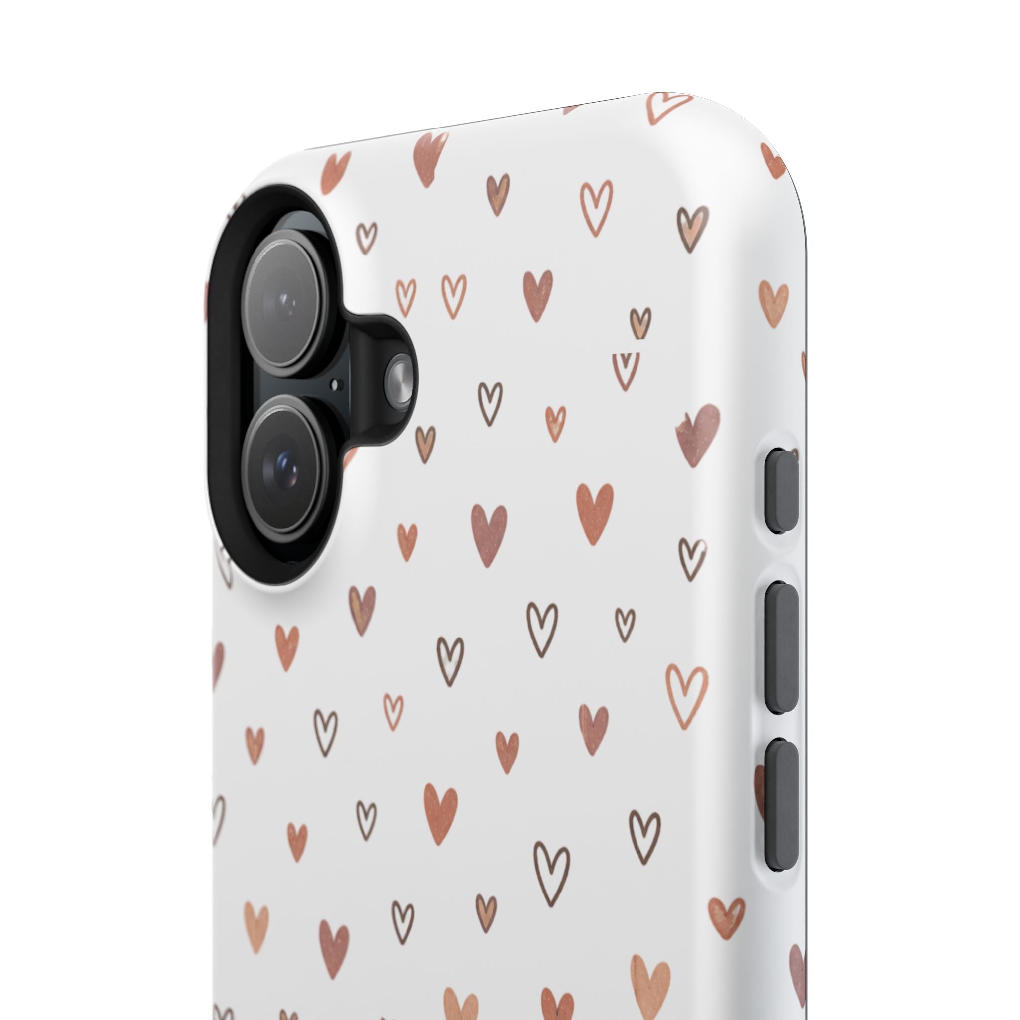 Heart Doodle Impact-Resistant Phone Case — Cute Neutral Tiny Hearts Design