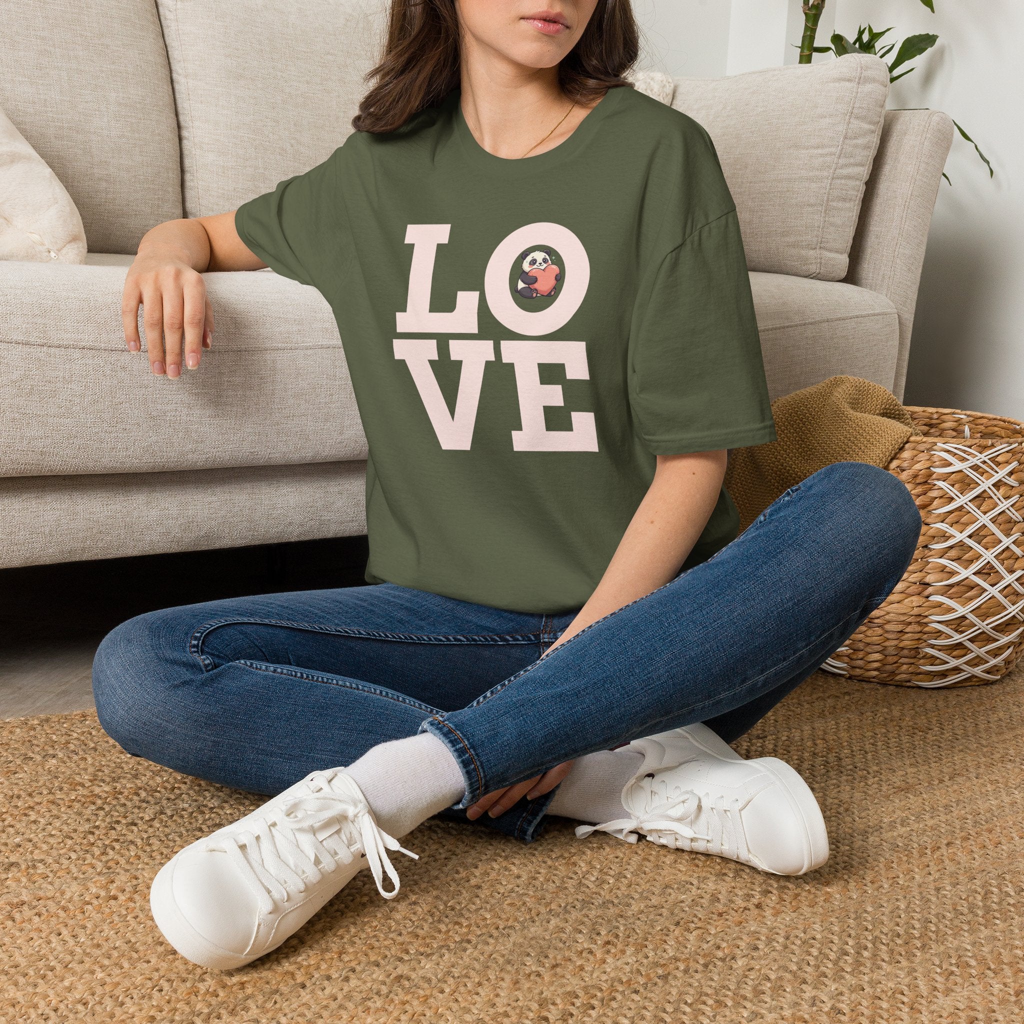 Love Panda T-Shirt — Cute Panda Holding Heart Graphic Tee