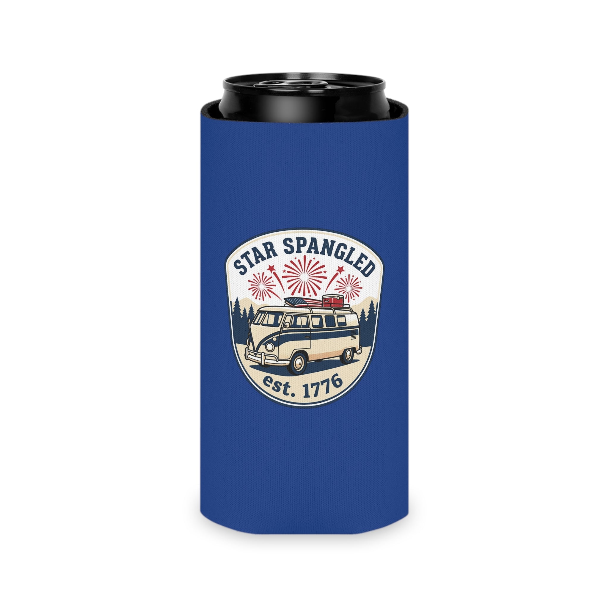 Star Spangled Van Can koozie— Patriotic 1776 RV Beer Cooler