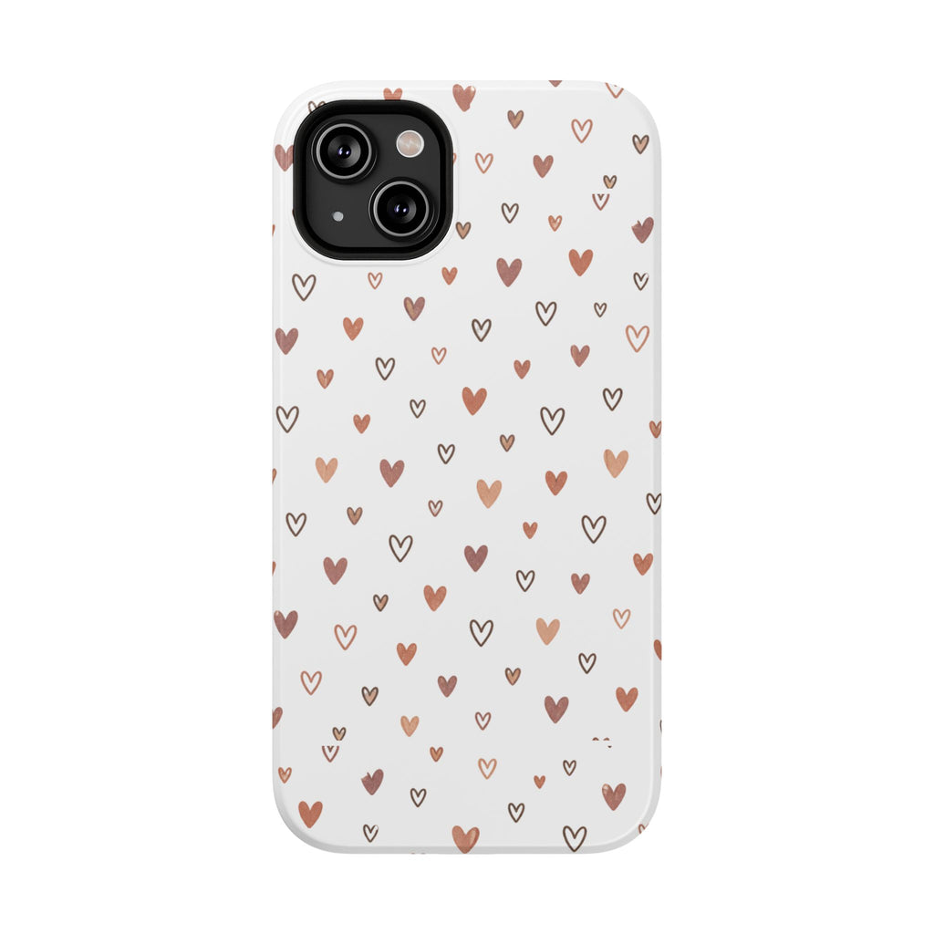 Heart Doodle Impact-Resistant Phone Case — Cute Neutral Tiny Hearts Design