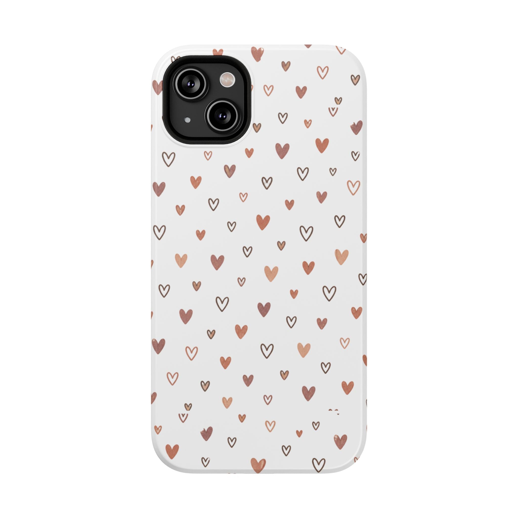 Heart Doodle Impact-Resistant Phone Case — Cute Neutral Tiny Hearts Design