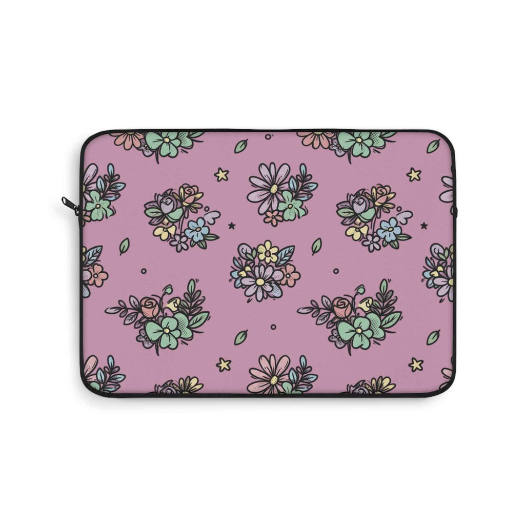 Floral Bouquet Laptop Sleeve — Pink Pastel Flower Pattern Case