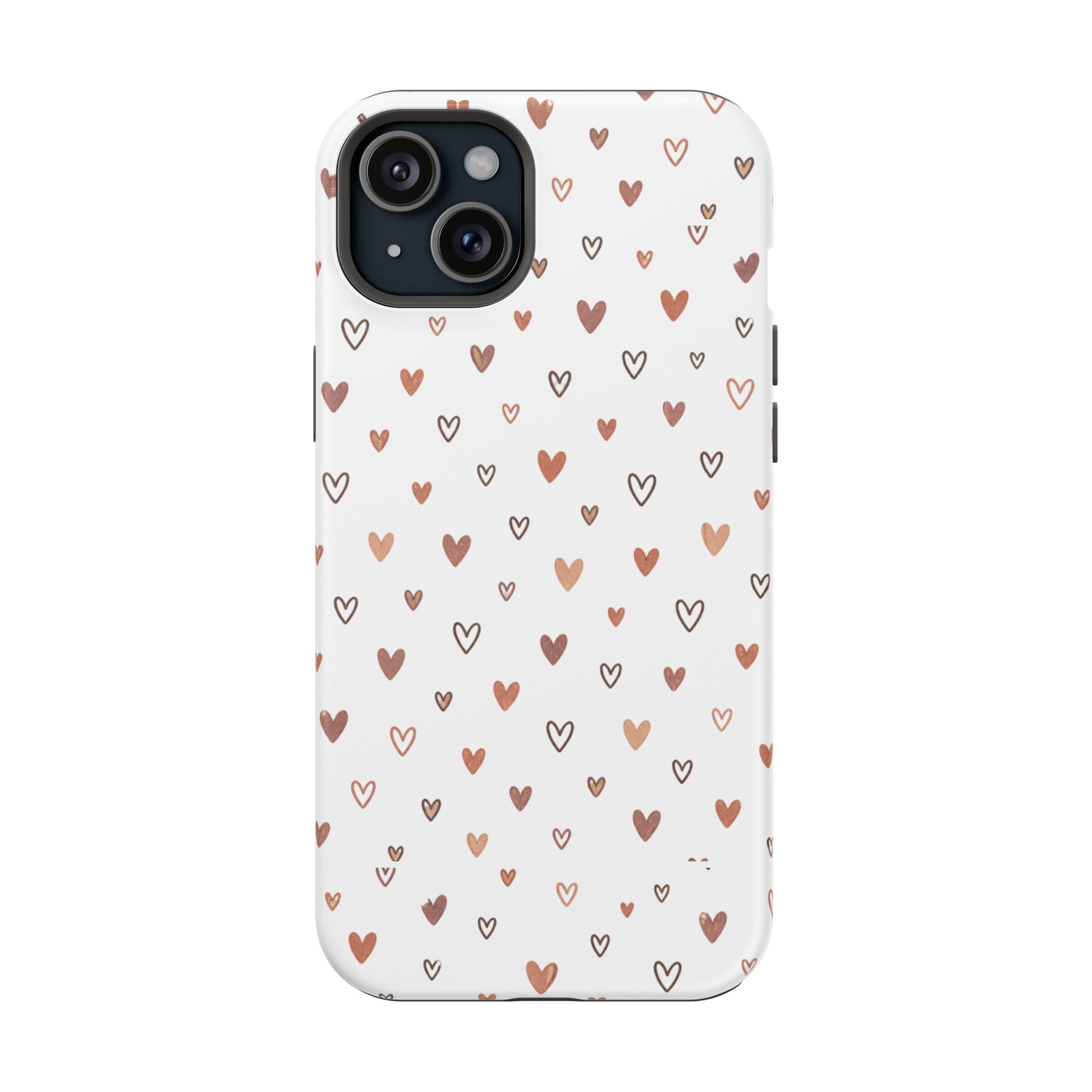 Heart Doodle Impact-Resistant Phone Case — Cute Neutral Tiny Hearts Design
