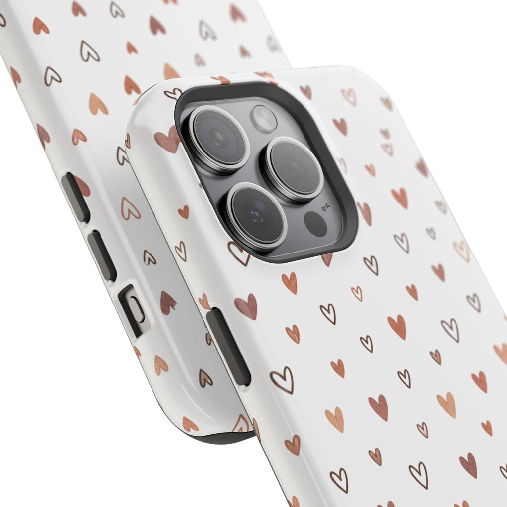 Heart Doodle Impact-Resistant Phone Case — Cute Neutral Tiny Hearts Design