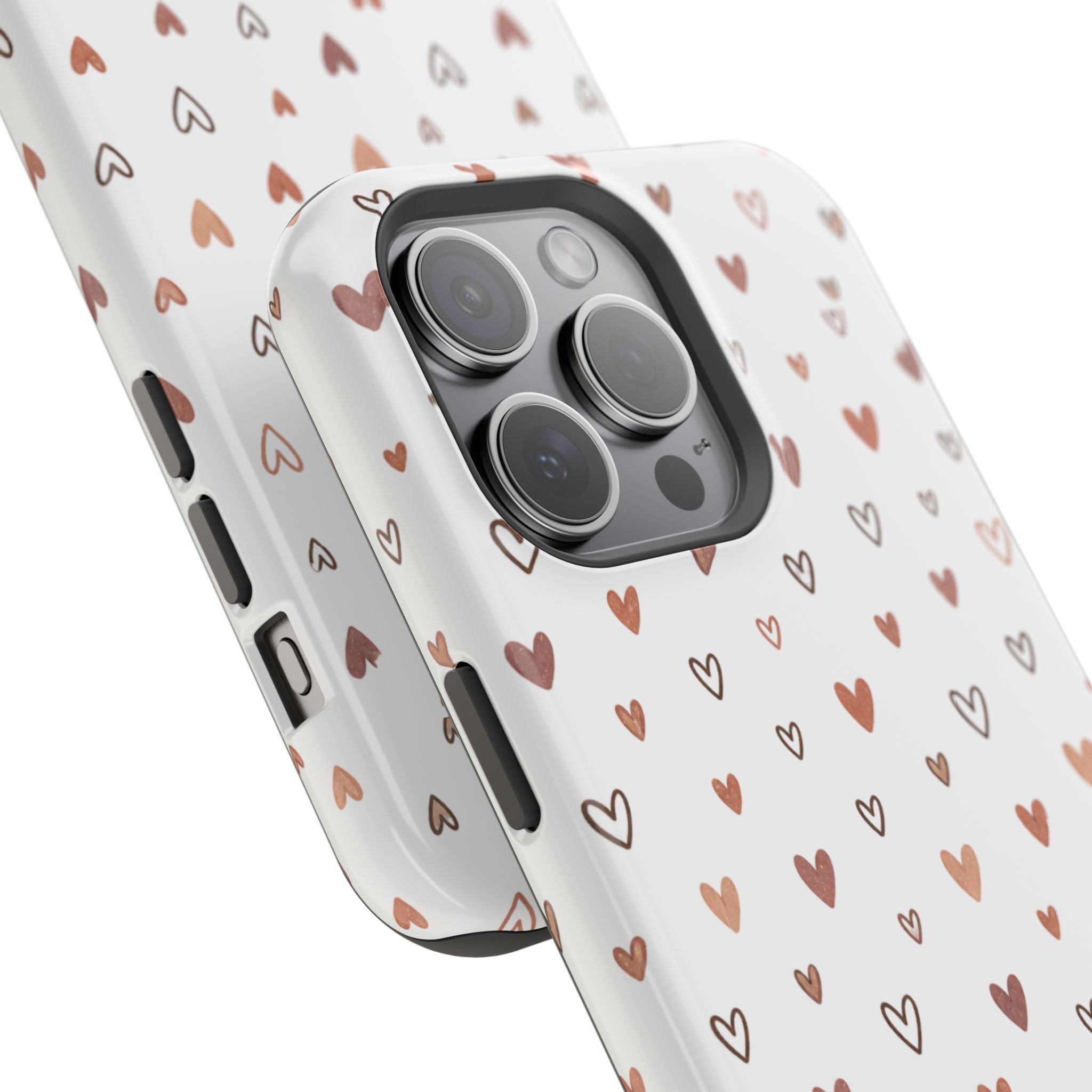 Heart Doodle Impact-Resistant Phone Case — Cute Neutral Tiny Hearts Design