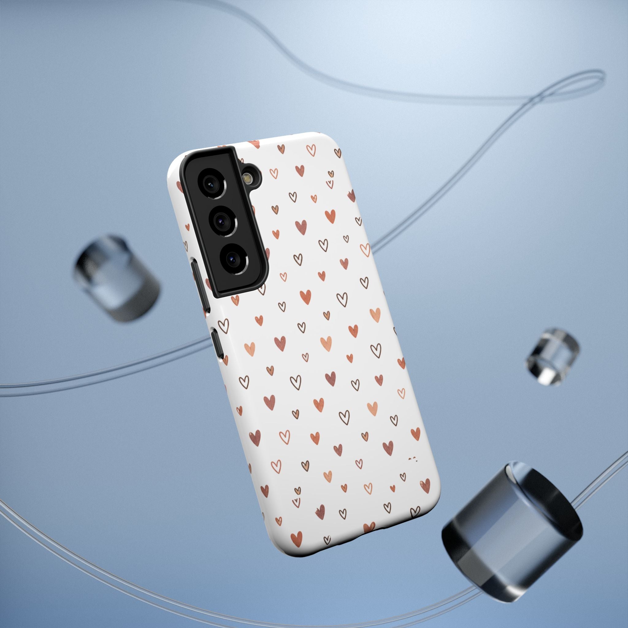 Heart Doodle Impact-Resistant Phone Case — Cute Neutral Tiny Hearts Design