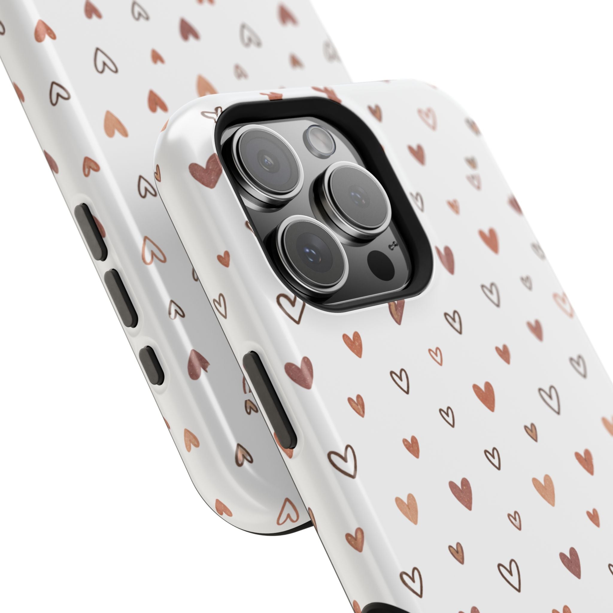 Heart Doodle Impact-Resistant Phone Case — Cute Neutral Tiny Hearts Design