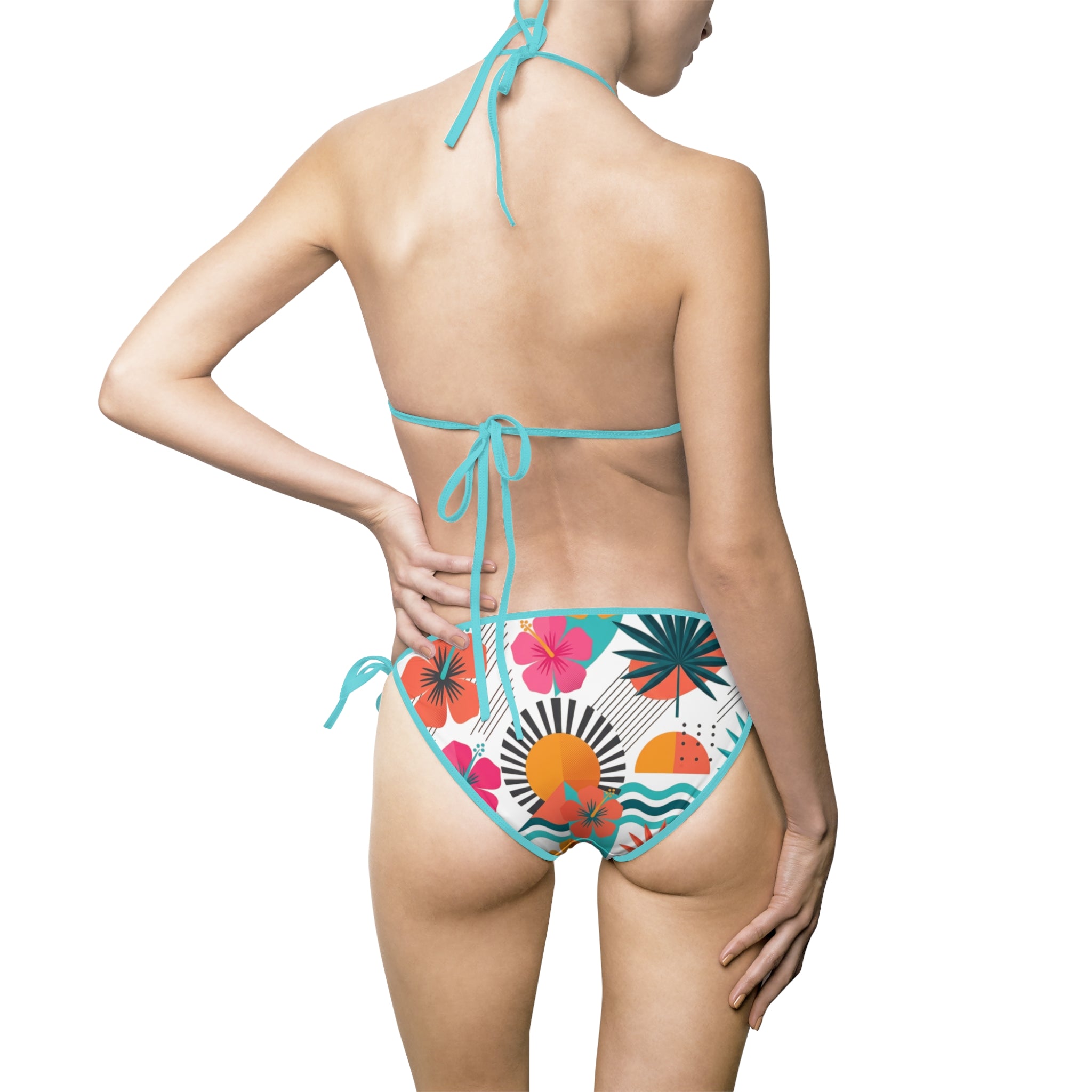 Tropical Floral Bikini Swimsuit — Women's Tie-Side Triangle Swimwear