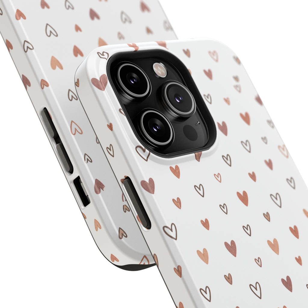 Heart Doodle Impact-Resistant Phone Case — Cute Neutral Tiny Hearts Design