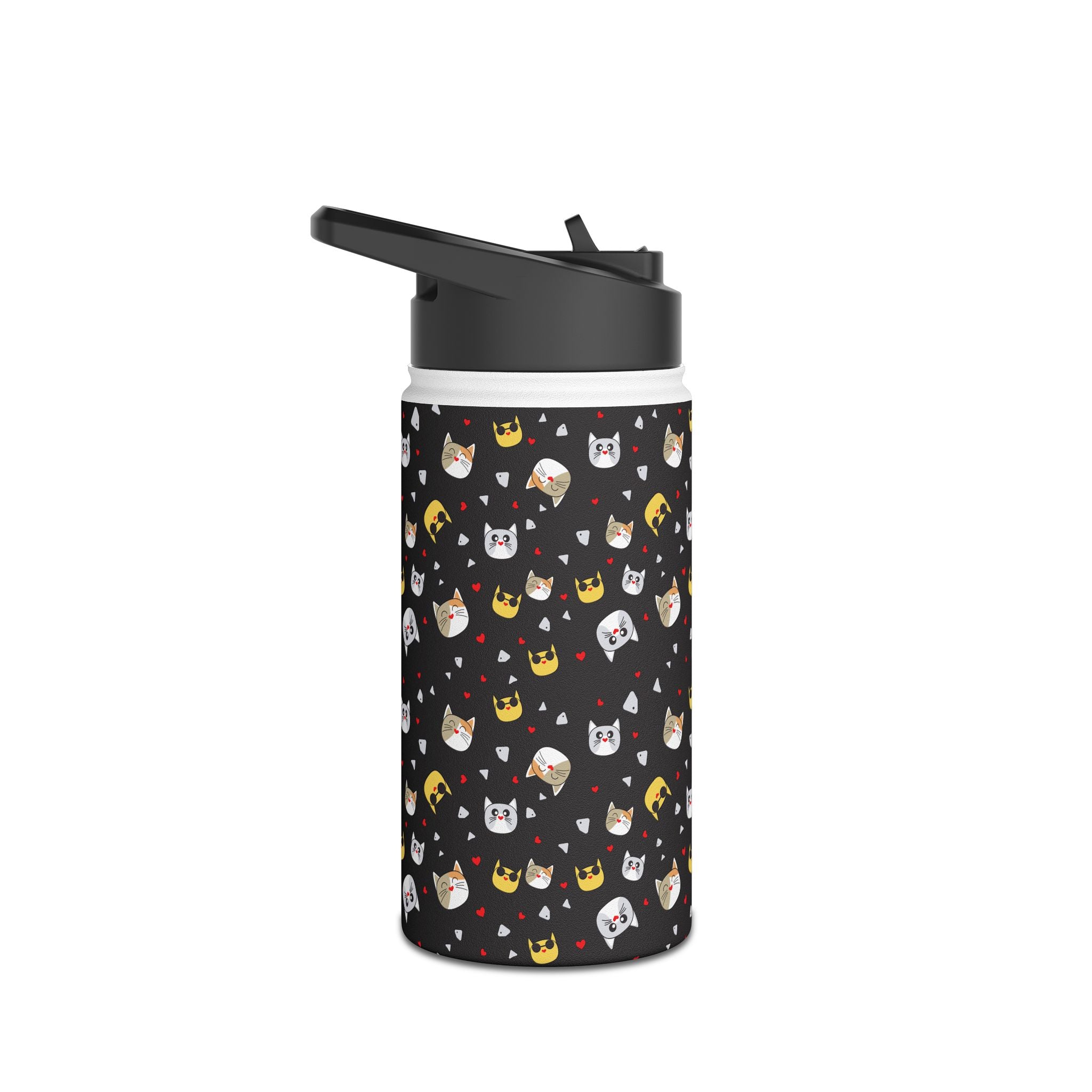 Kawaii Cat Faces Stainless Steel Water Bottle Printify