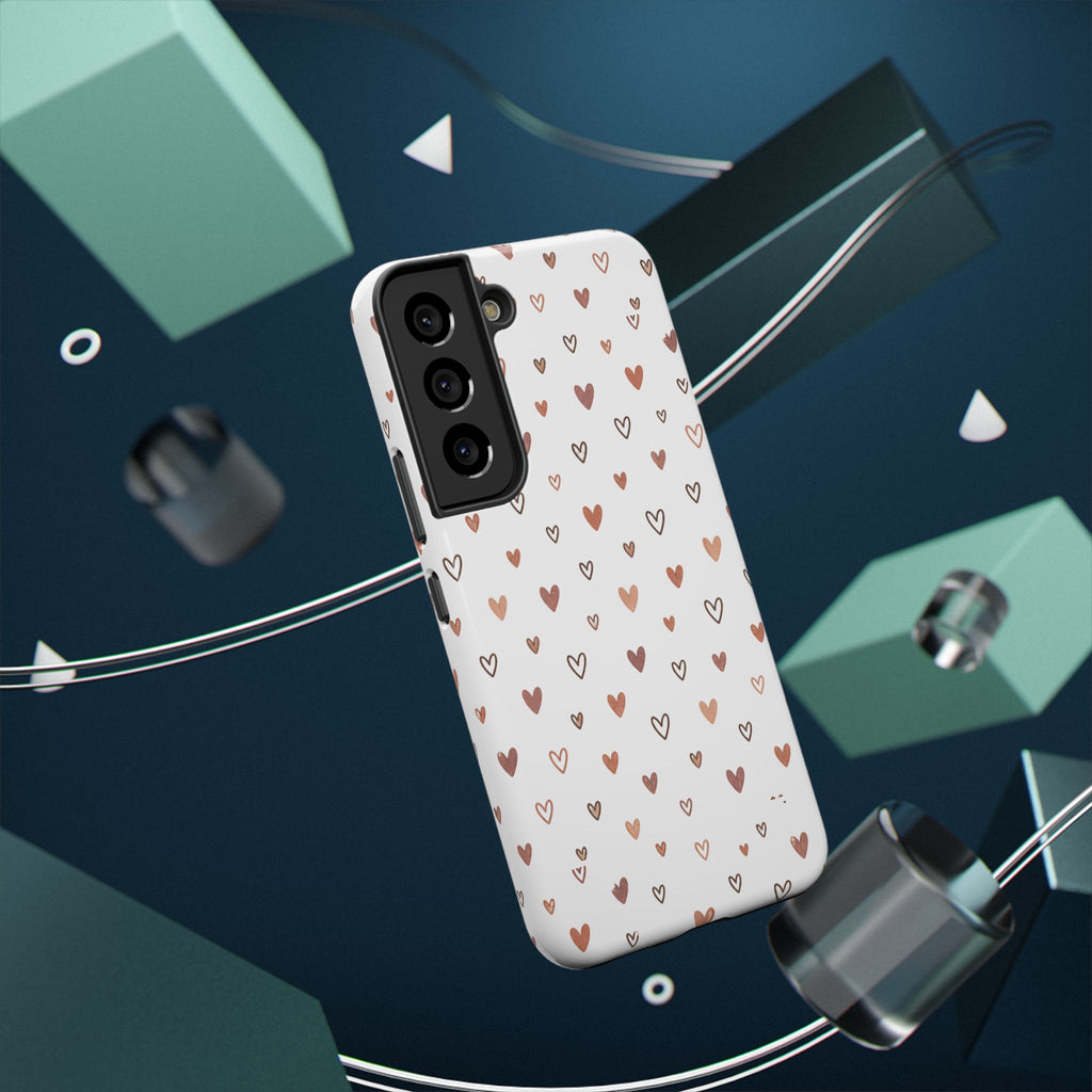 Heart Doodle Impact-Resistant Phone Case — Cute Neutral Tiny Hearts Design
