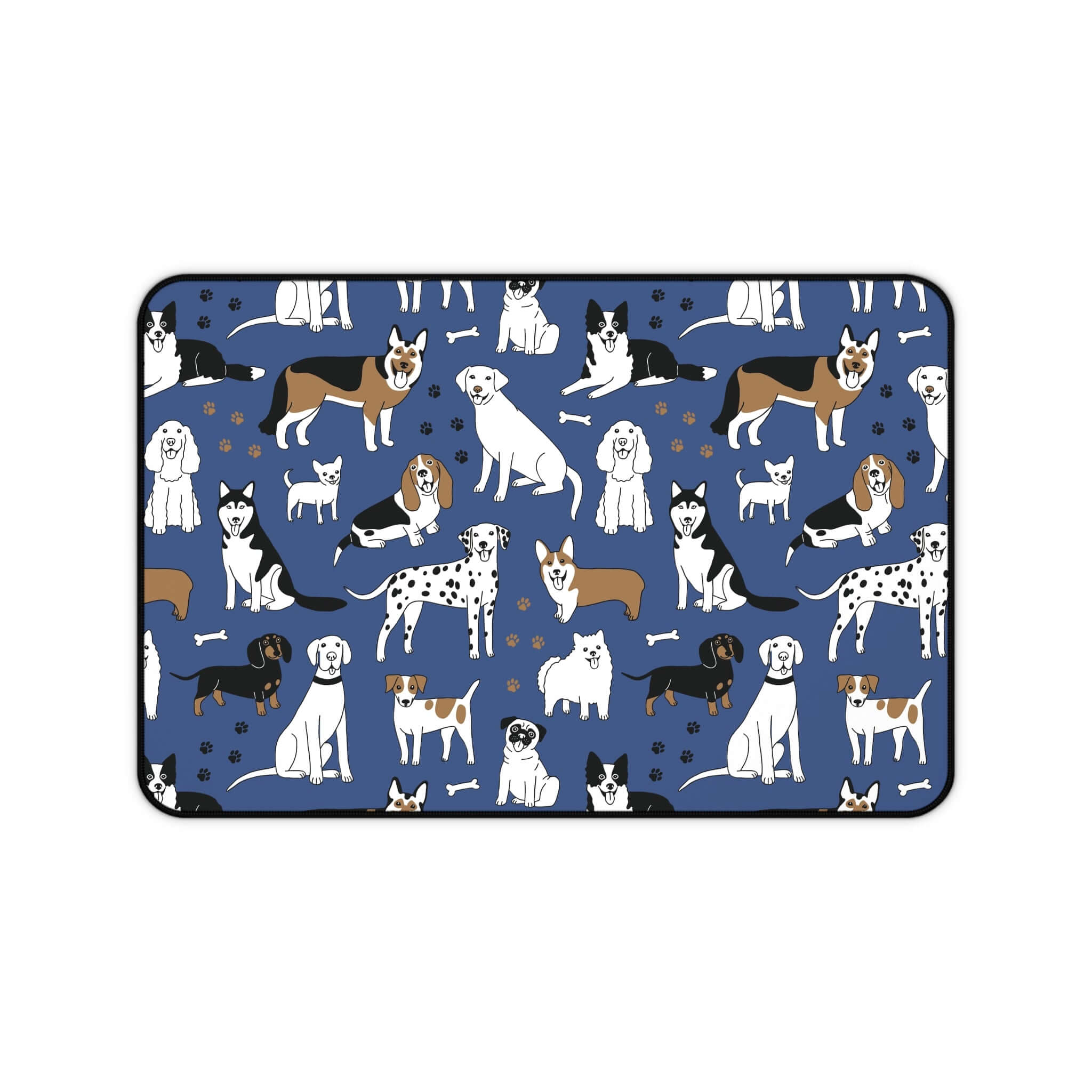 Dog Pattern Desk Mat — Blue Cute Puppy Desk Pad for Pet Lovers