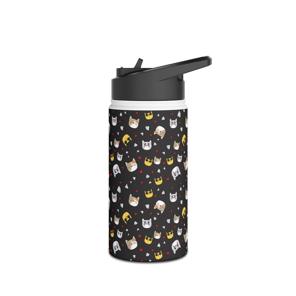 Kawaii Cat Faces Stainless Steel Water Bottle Printify