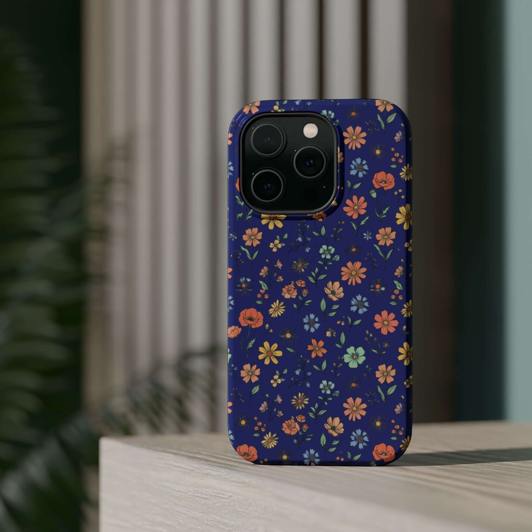 Floral All-Over Seasonal Print Phone Case — Magnetic Impact-Resistant