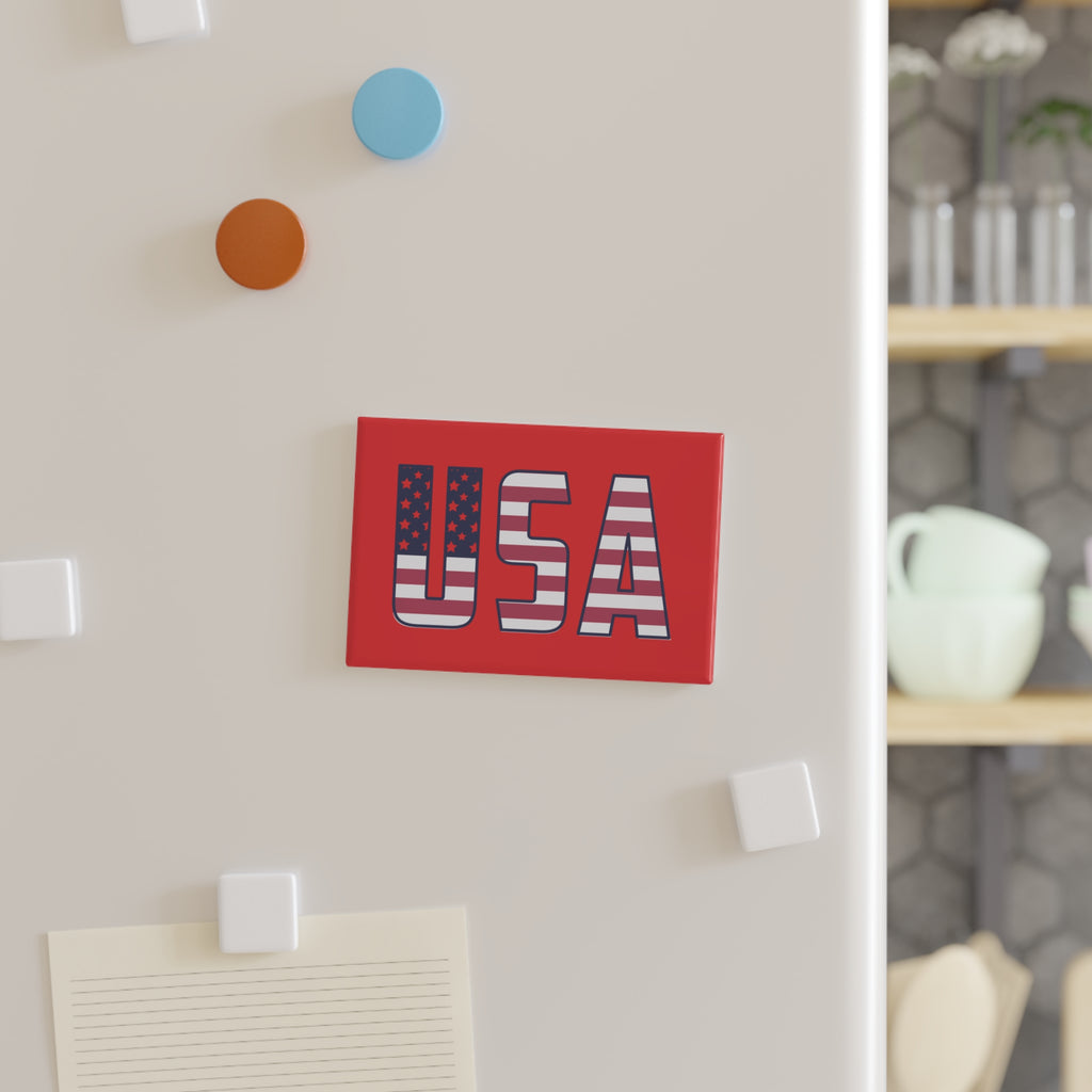 USA Flag Rectangle Magnet — Patriotic Red Fridge Magnet for 4th of July & Veterans Day Printify