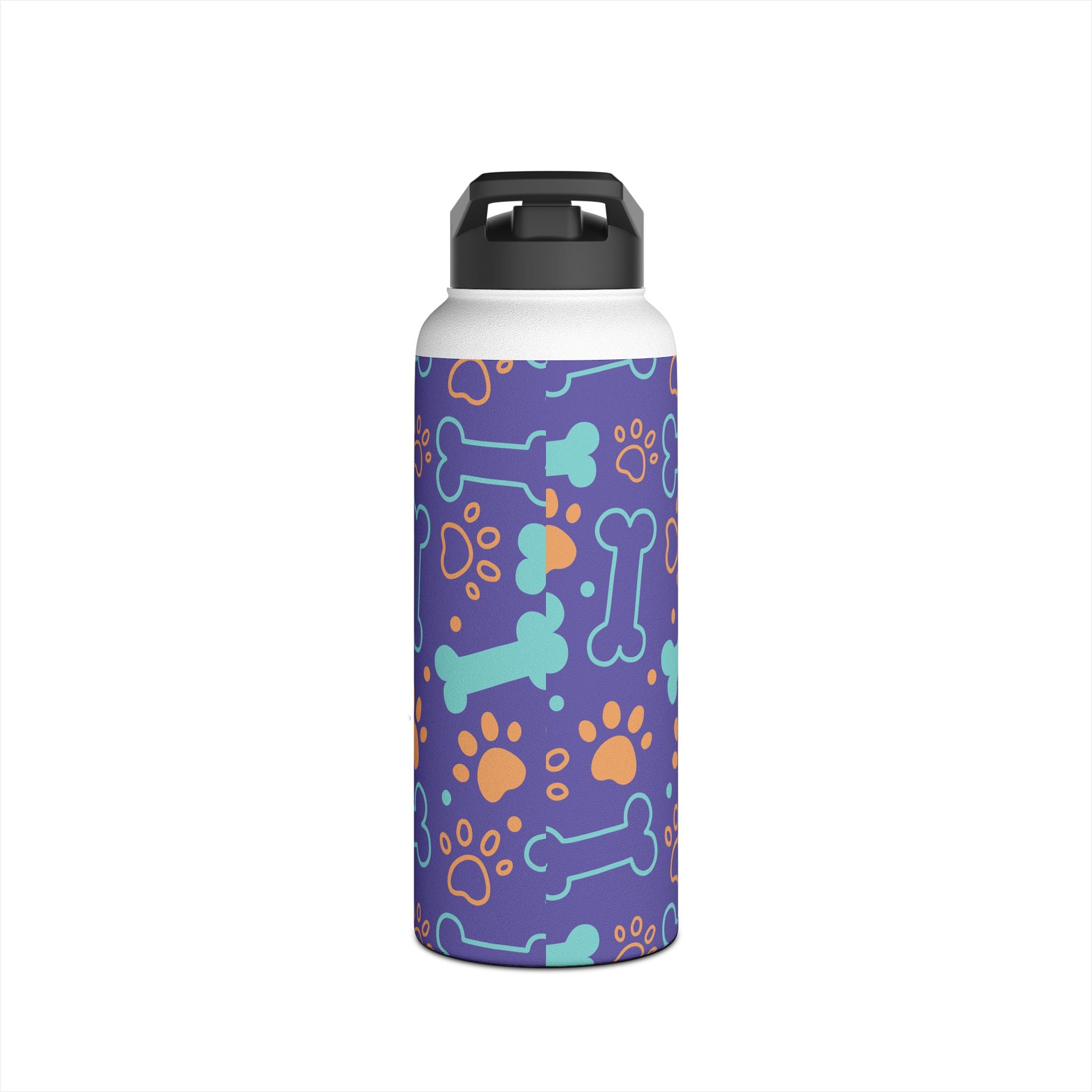 Dog Bone Paw Print Stainless Steel Water Bottle — Cute Pet Lover Insulated Bottle Printify