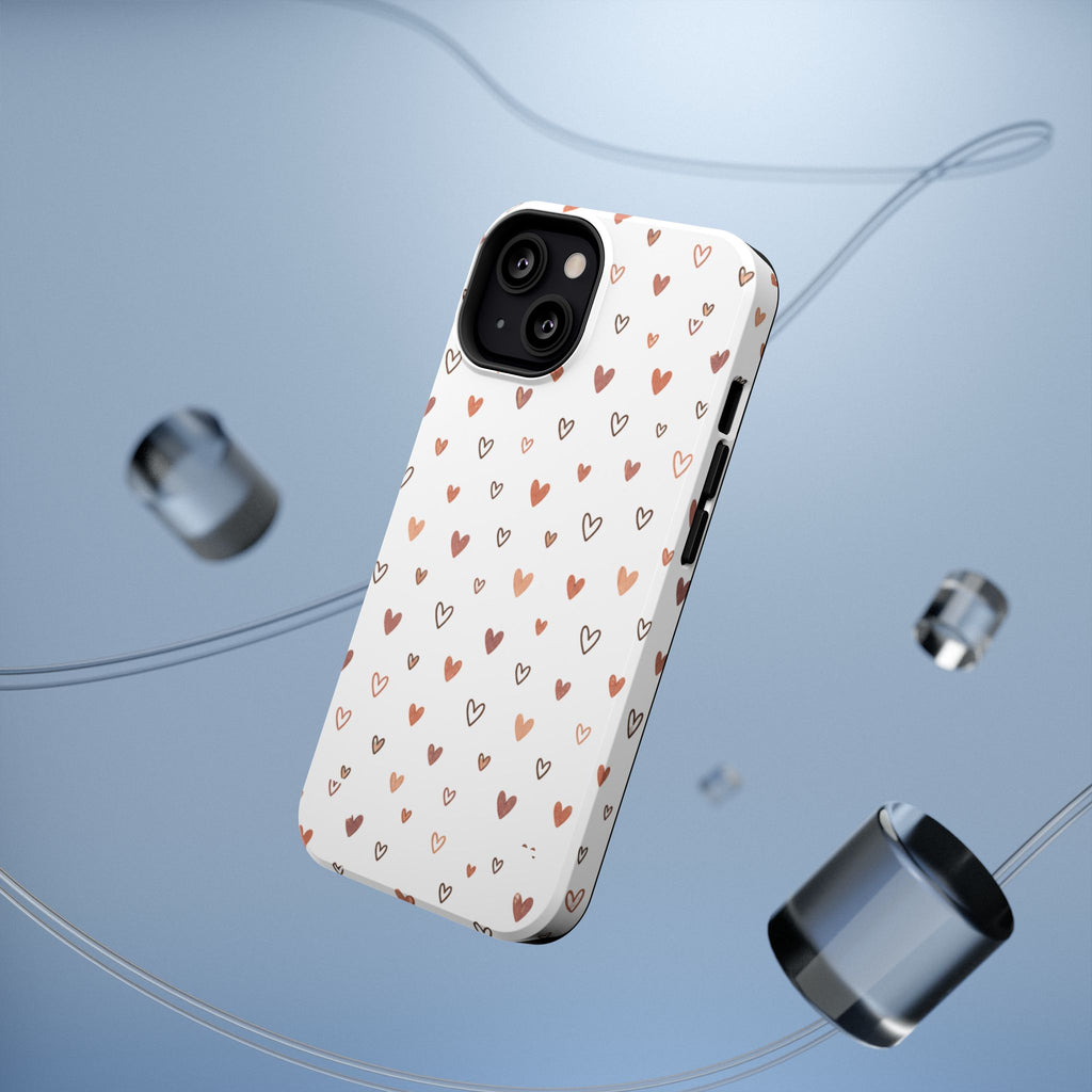 Heart Doodle Impact-Resistant Phone Case — Cute Neutral Tiny Hearts Design